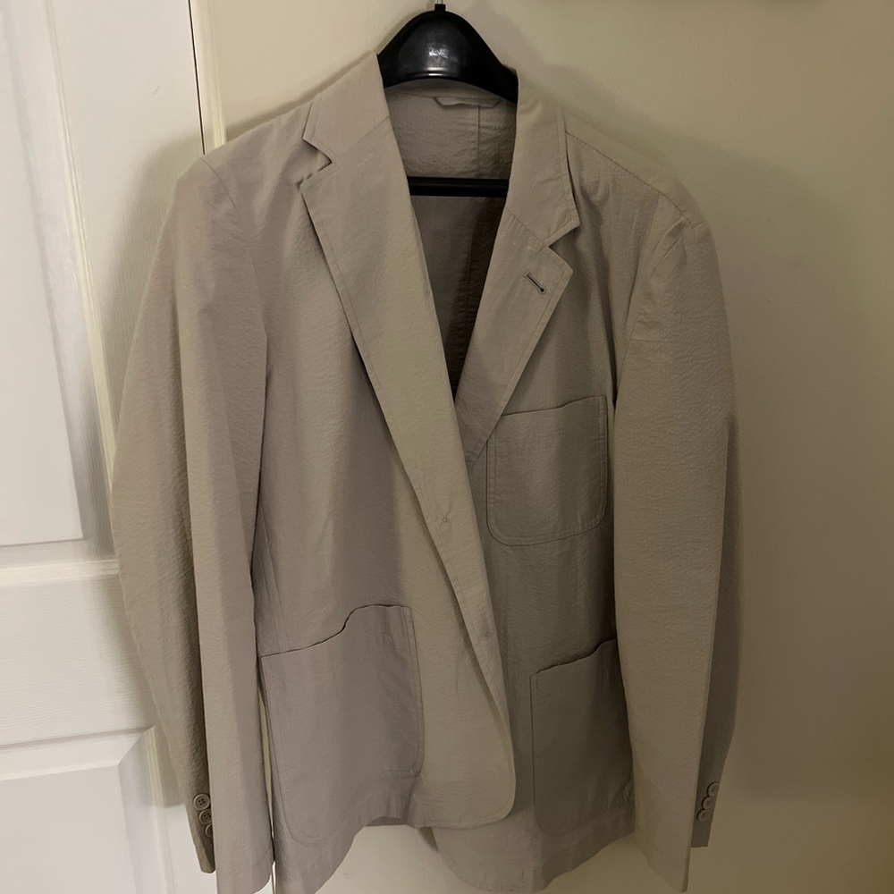 Men’s Nautica Blazer Seersucker Tan Size L